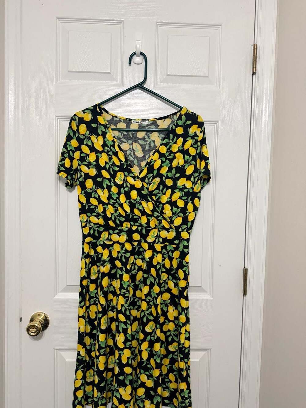 Msbasic Lemon Print Wrap Dress Size L